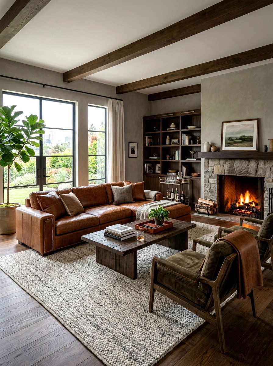 Leather furniture living room - 30 southwestern living room ideas