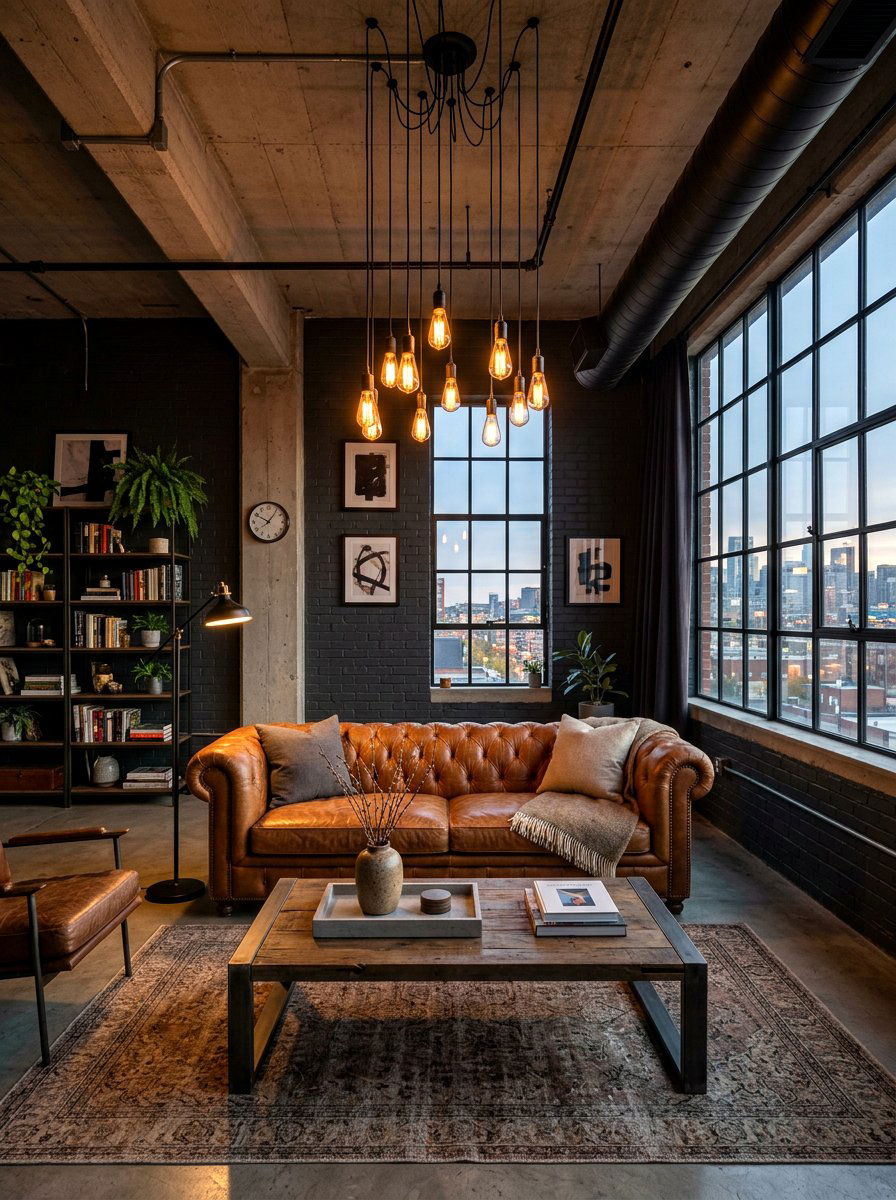Leather furniture office - 30 moody office ideas