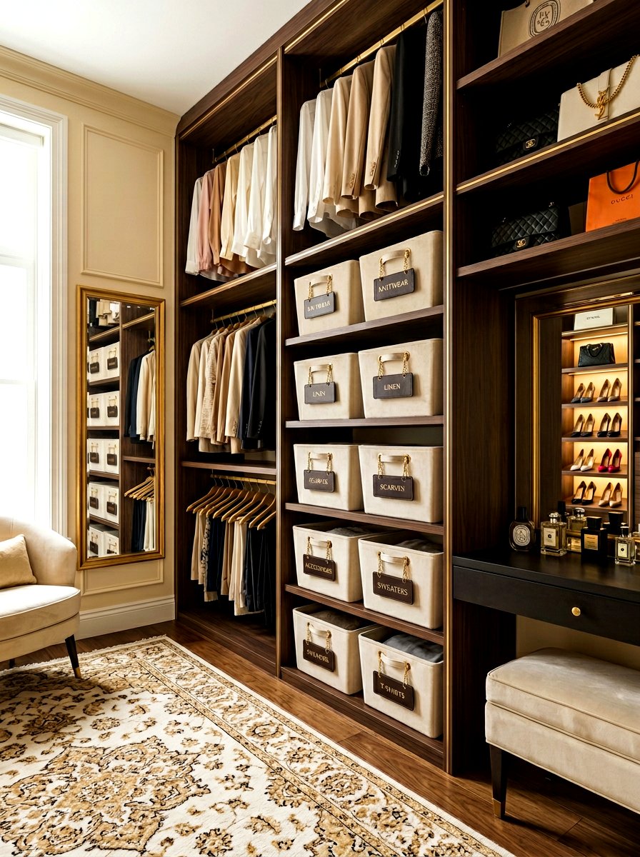 Leather hanging closet basket labels - 30 closet basket labels ideas