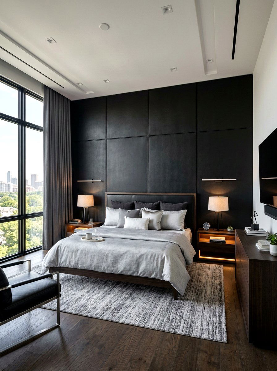 Leather panel wall - 30 wall to wall headboard ideas