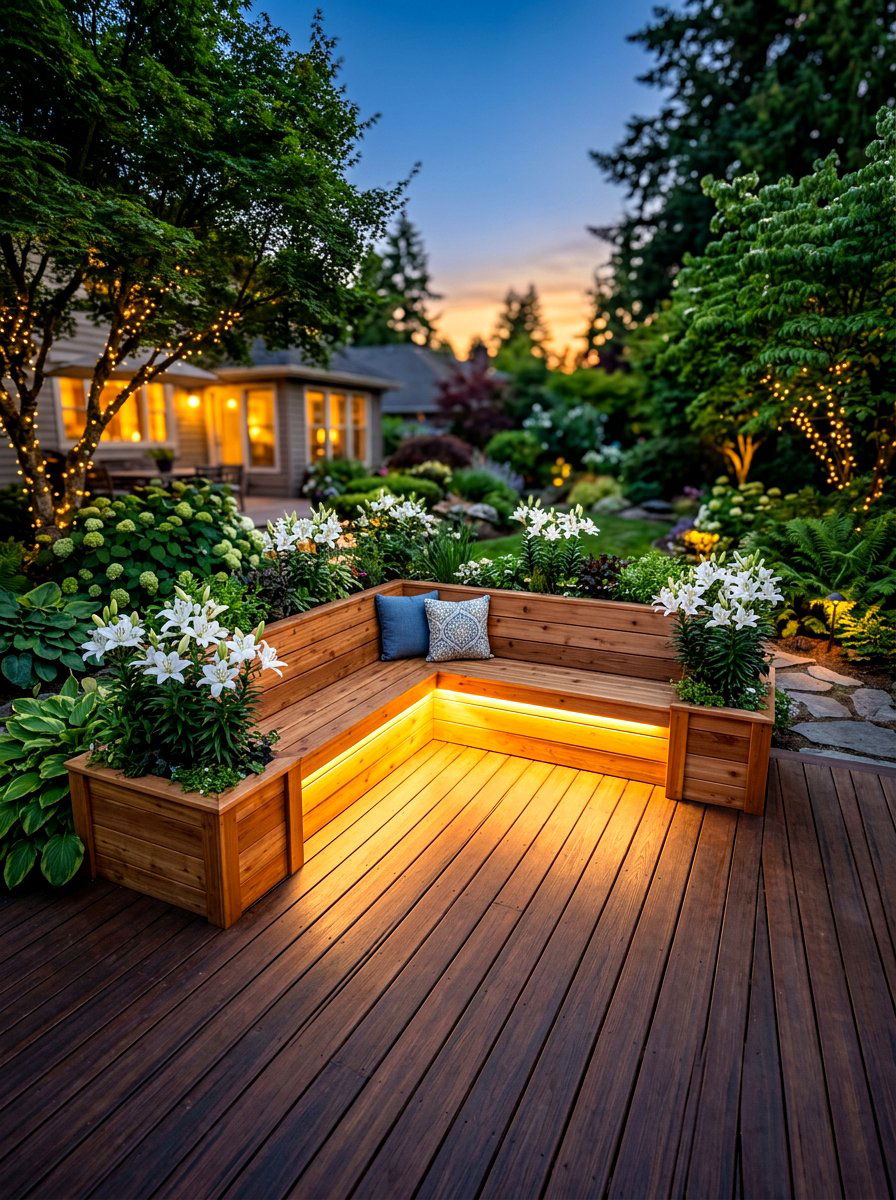 Led Light Deck Planter Bench - 30 deck planter bench ideas
