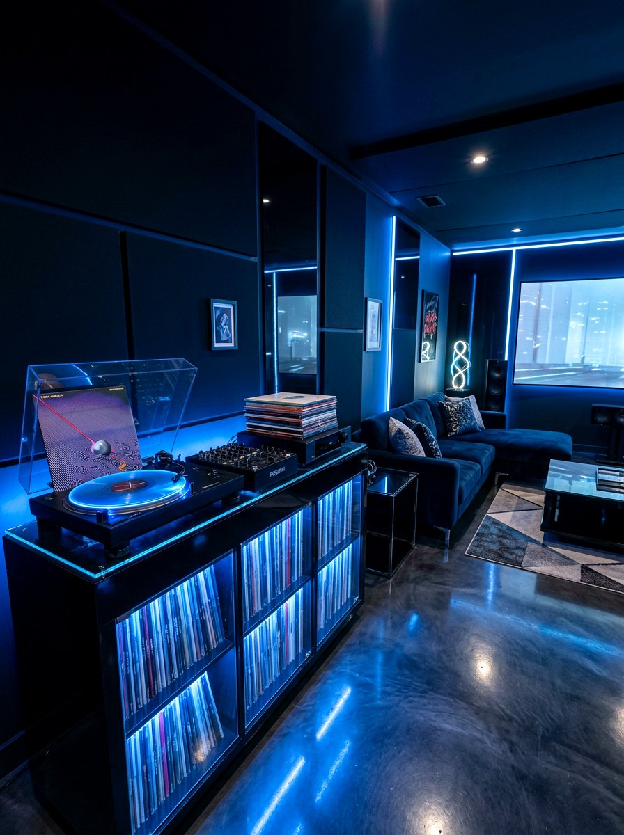 Led Light Record Station - 30 record player corner ideas
