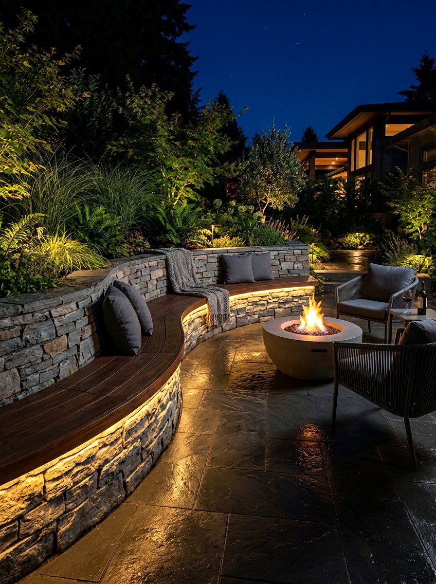 Led Lighted Outdoor Wall Seating - 30 seat wall ideas