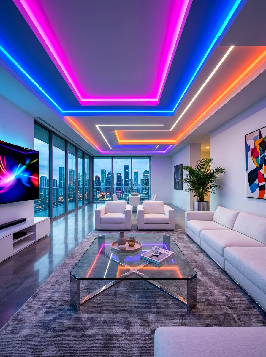 Led Strip Cove Lighting - 30 layered lighting living room ideas
