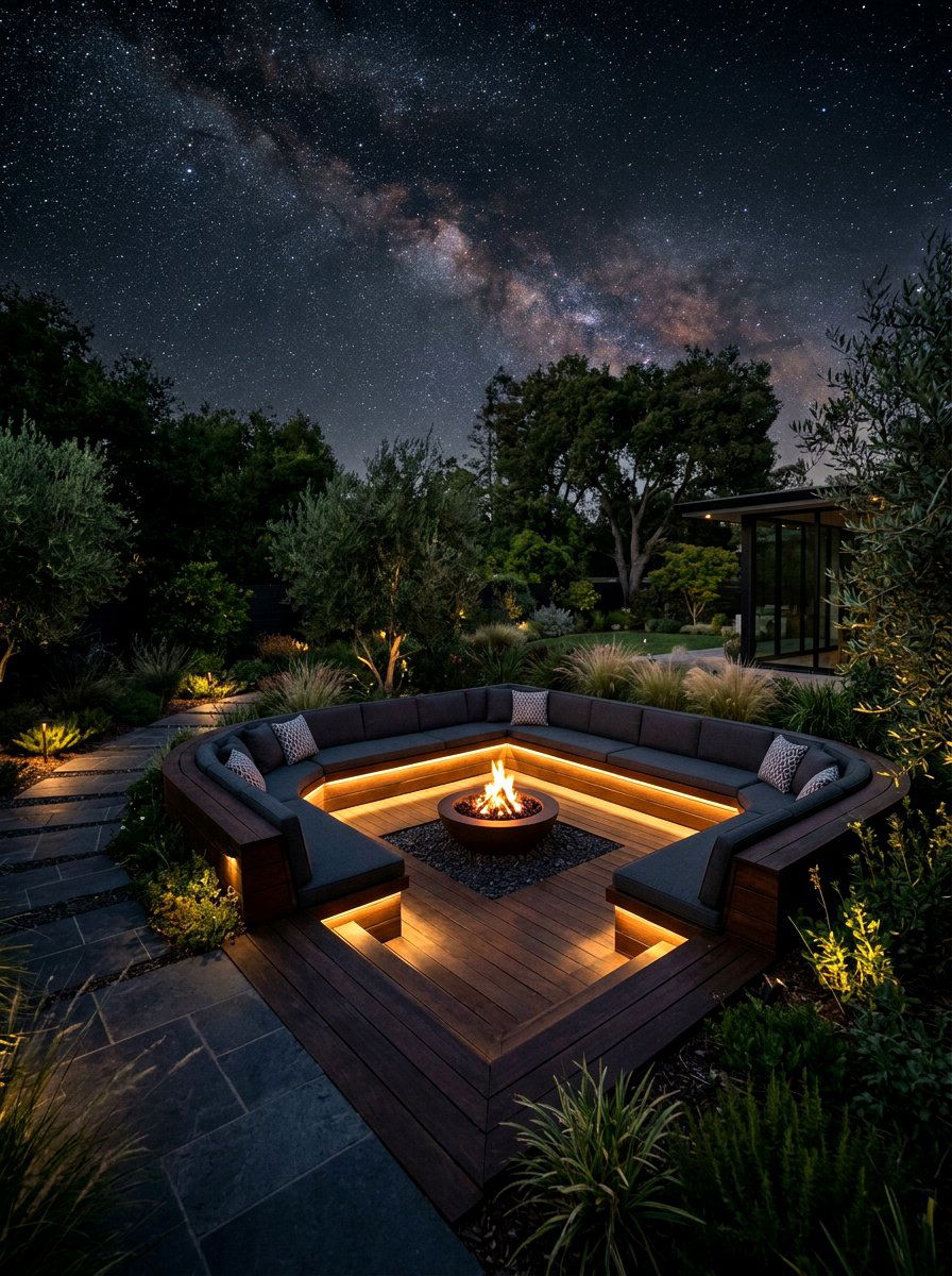 Led Strip Lighting Seating - 30 backyard conversation pit ideas