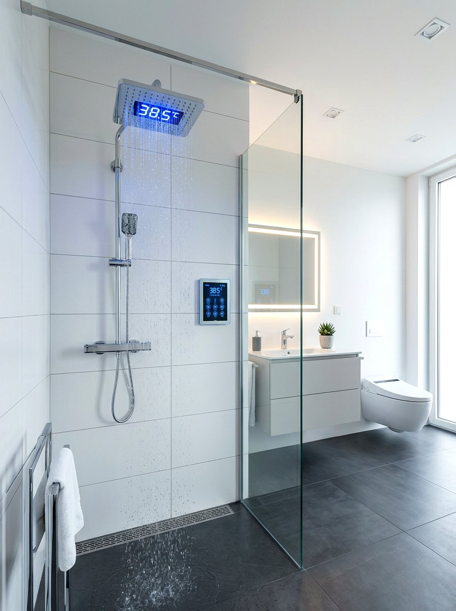 Led Temperature Display Shower - 30 rain shower bathroom ideas