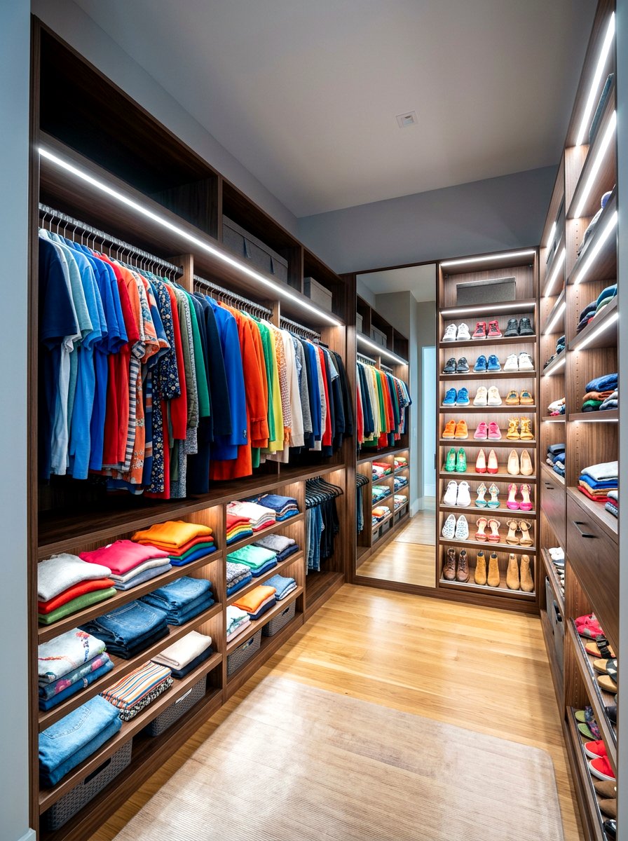 Led closet lighting - 30 small walk in closet ideas