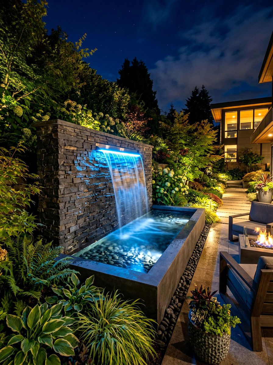 Led garden spillway - 30 moonlight backyard ideas