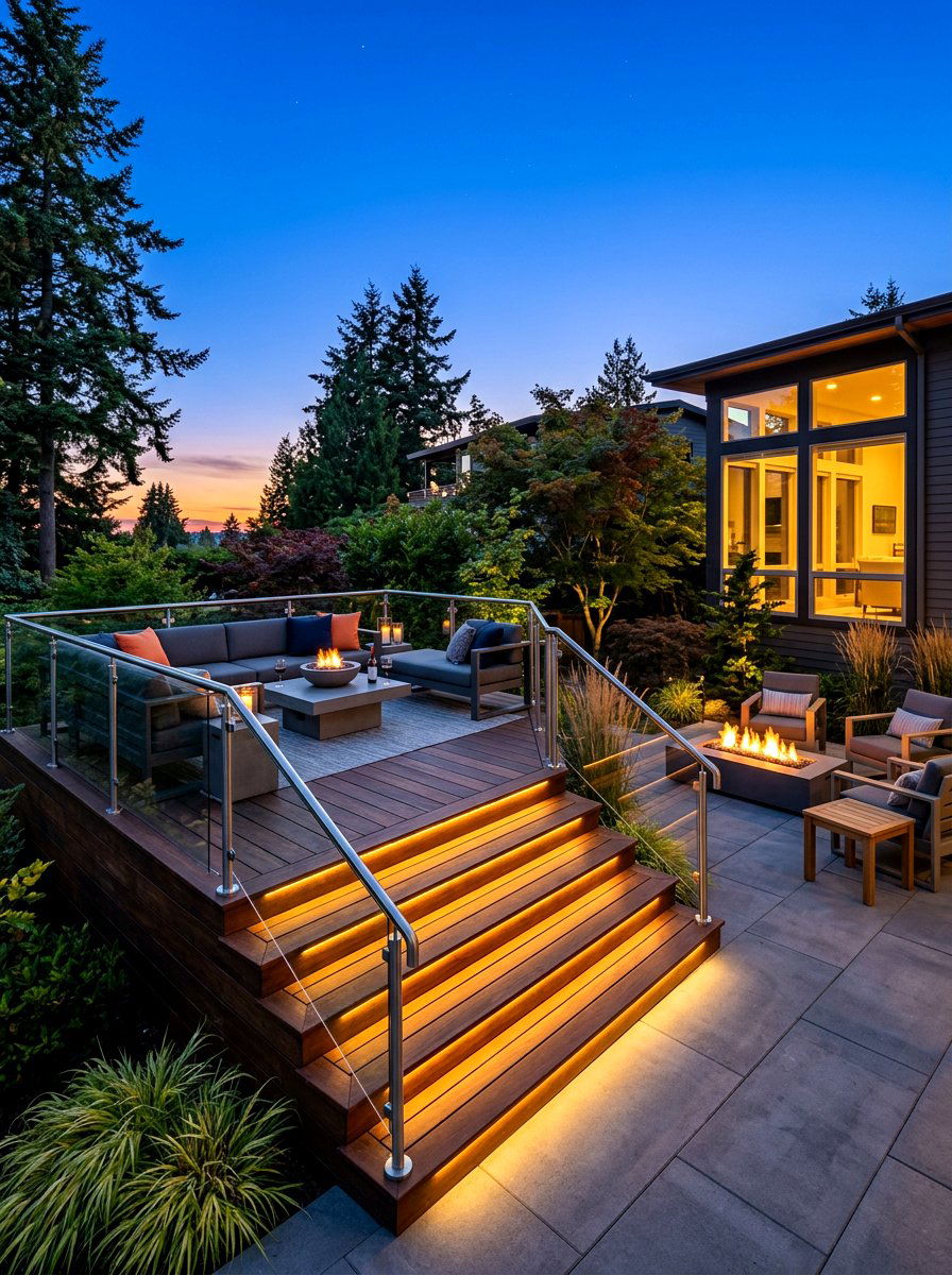Led strip stair lighting - 30 modern outdoor lighting ideas