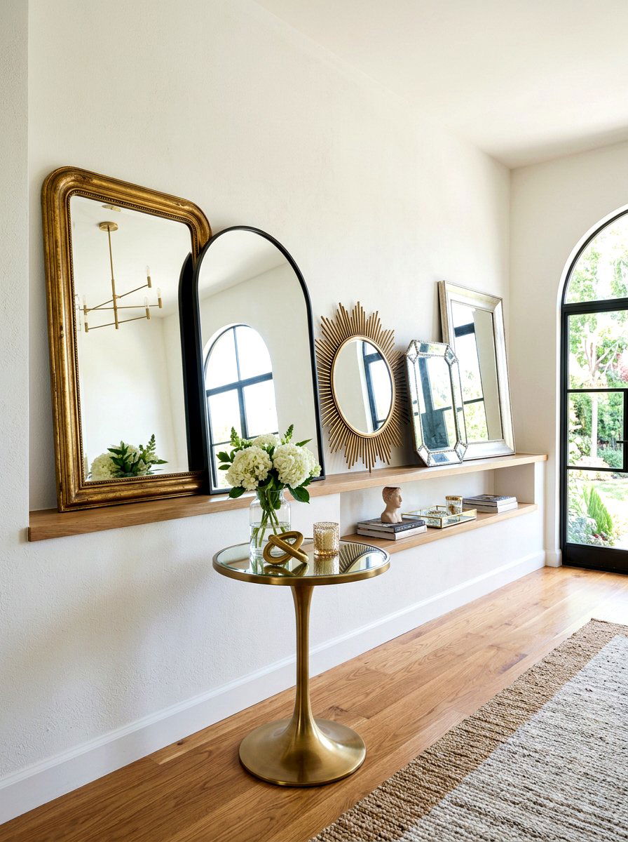Ledge With Leaning Mirrors - 30 dining room picture ledge ideas