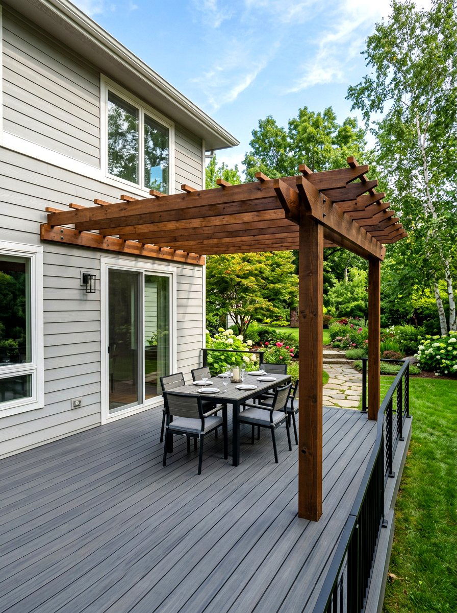 Ledger Mount Pergola - 30 deck pergola ideas
