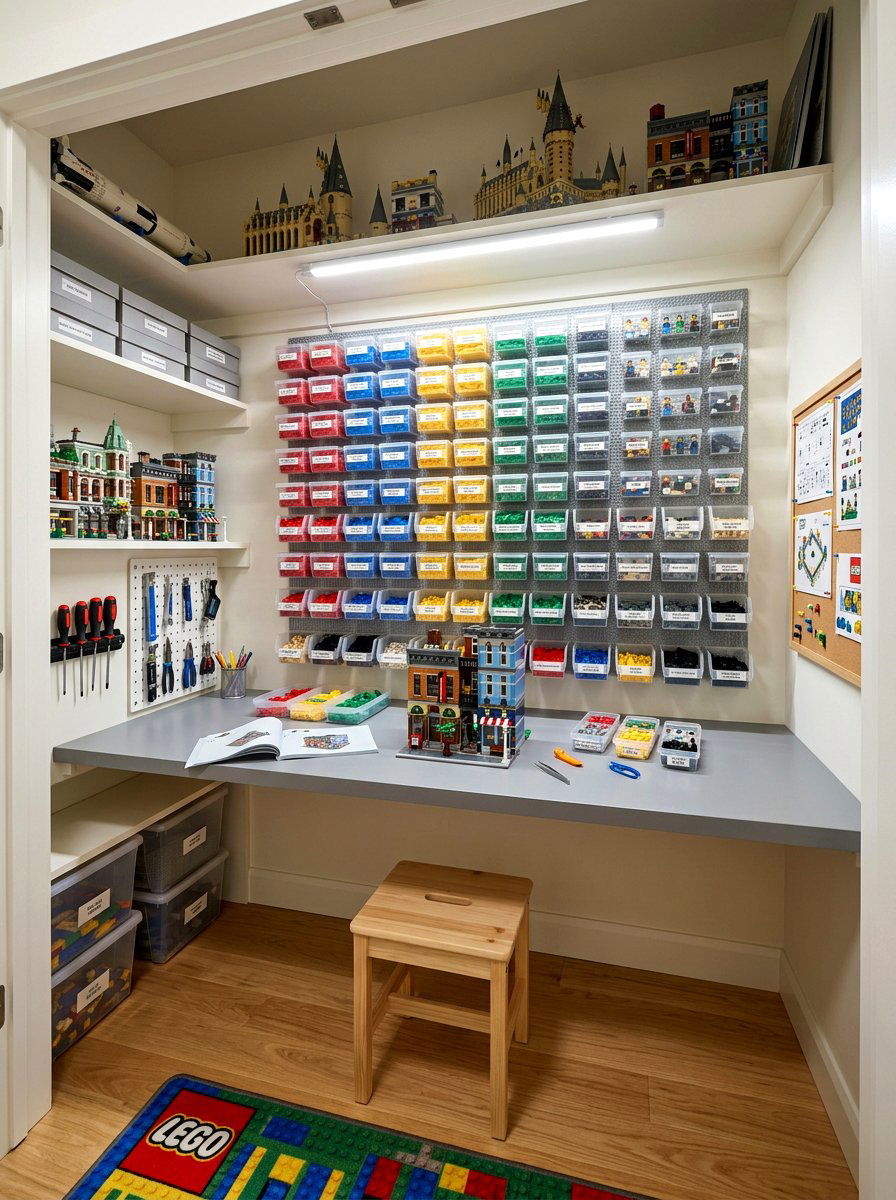 Lego Building Station - 30 playroom closet ideas