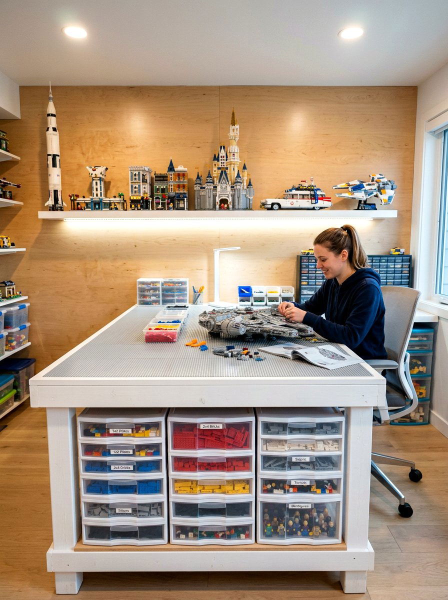 Lego Building Station With Storage - 30 imaginative play corner ideas