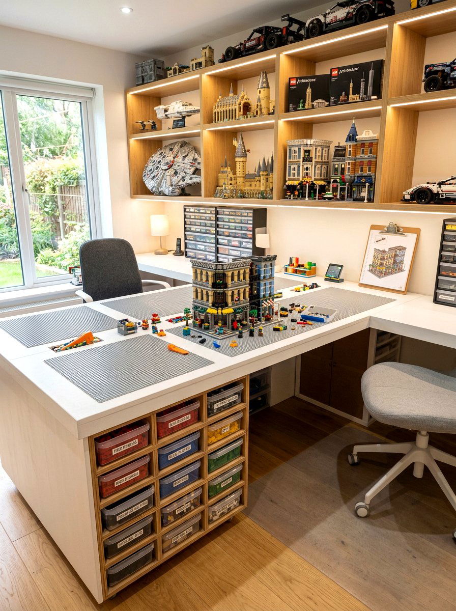 Lego Building Station - 30 basement playroom ideas