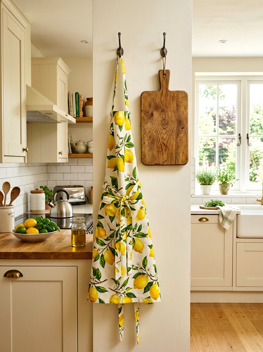 Lemon Apron Display - 30 lemon kitchen spring ideas