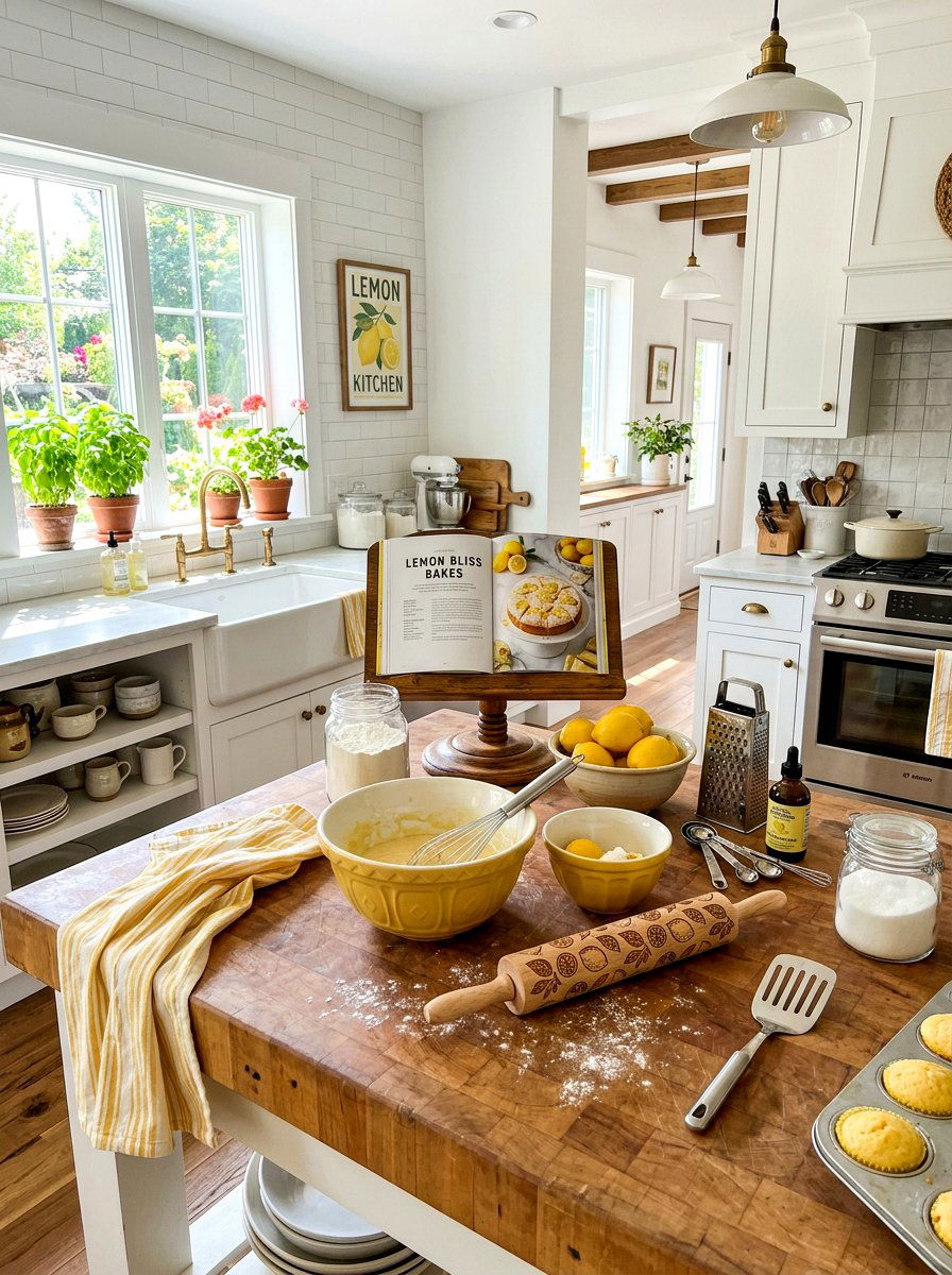 Lemon Baking Station - 30 lemon kitchen spring ideas