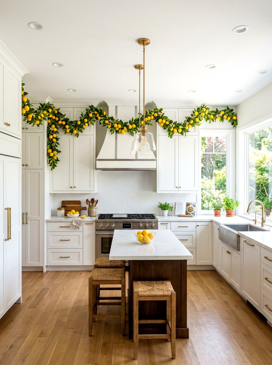 Lemon Garland Cabinet Accent - 30 summer lemon kitchen ideas