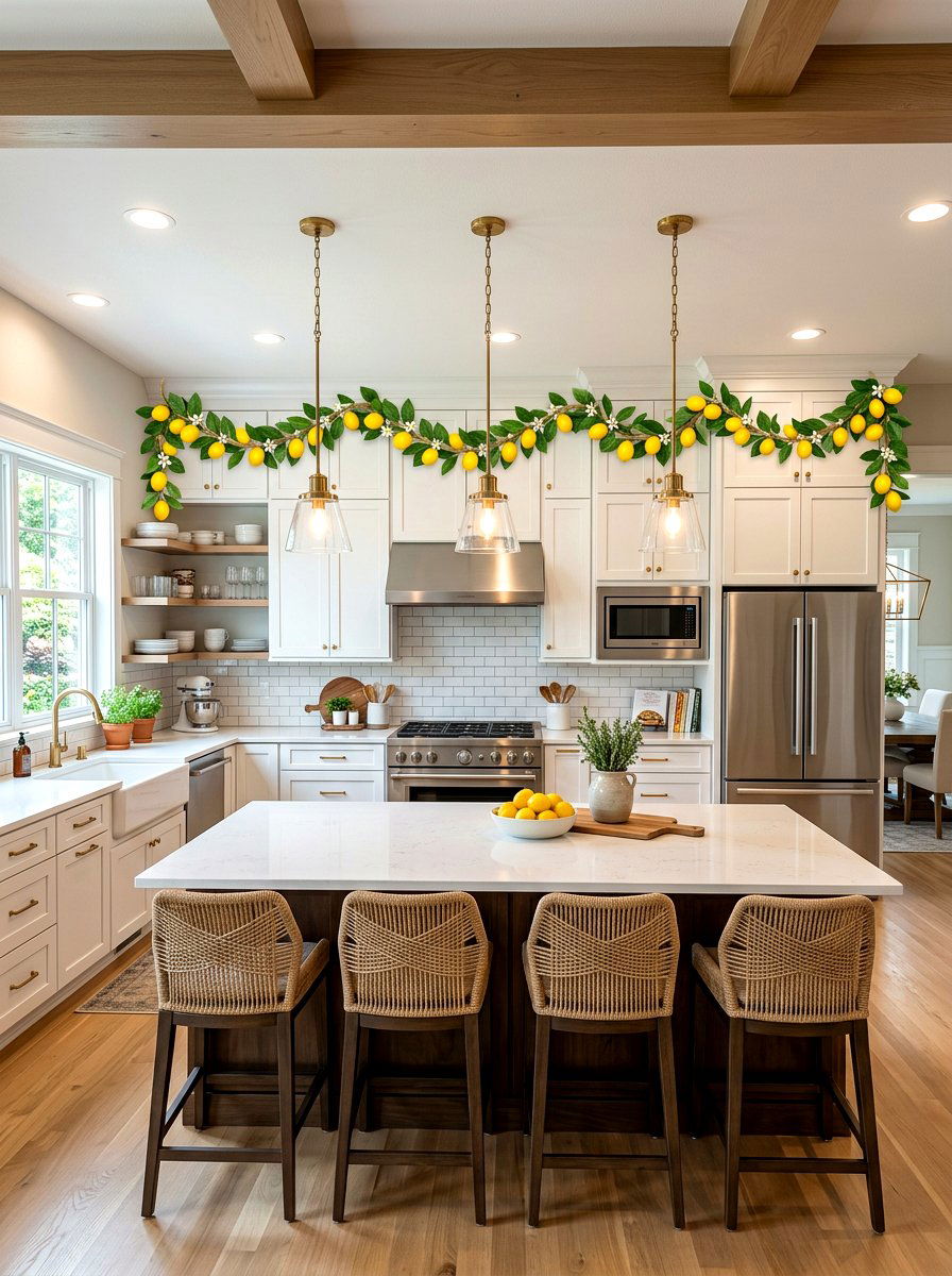 Lemon Garland Decor - 30 lemon kitchen spring ideas