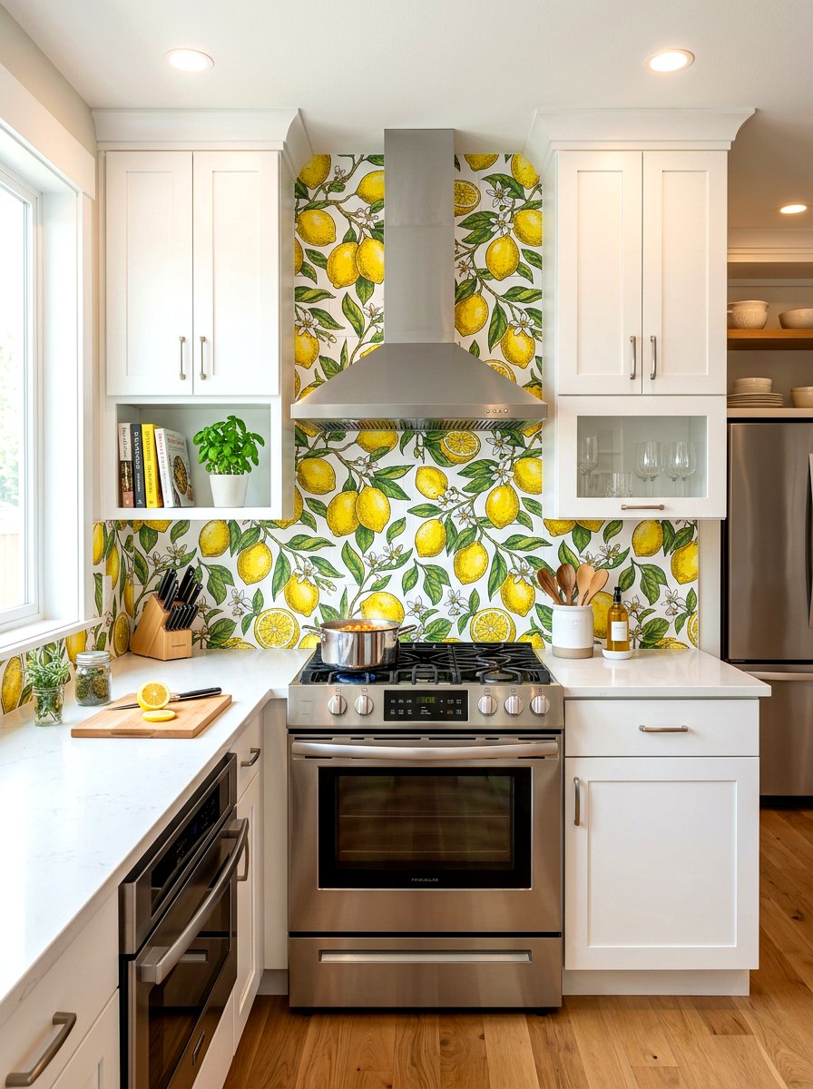 Lemon Pattern Backsplash - 30 lemon kitchen spring ideas