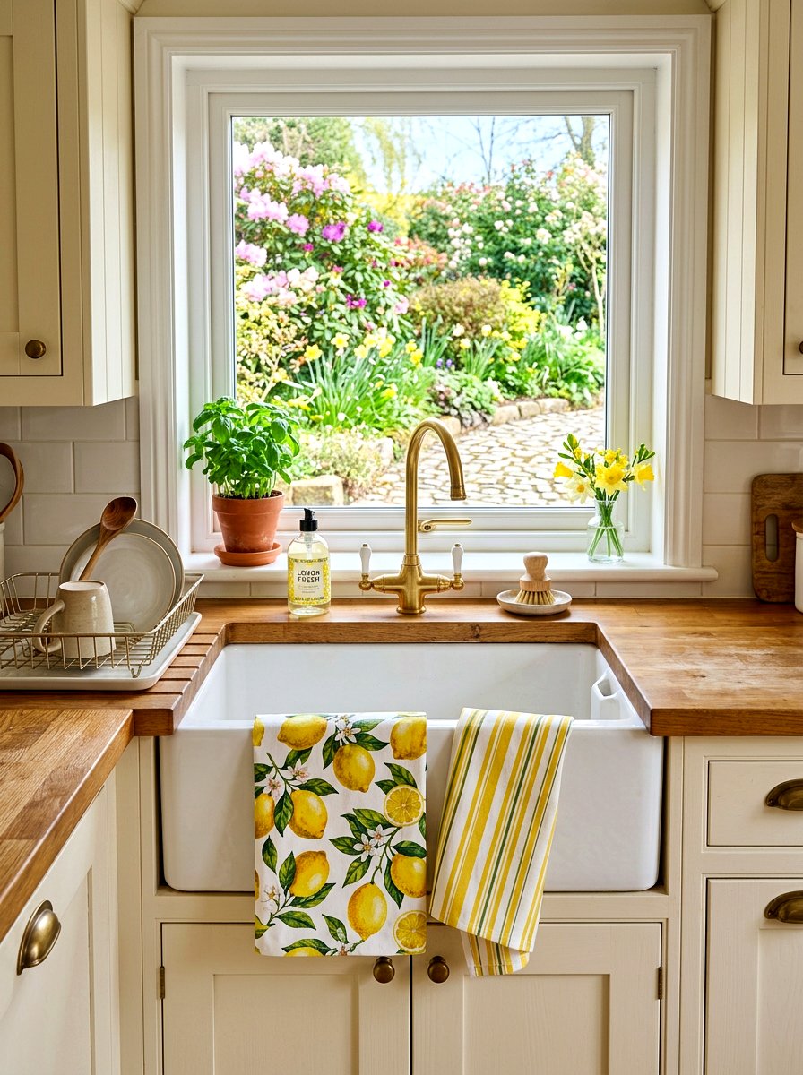 Lemon Pattern Towels - 30 lemon kitchen spring ideas