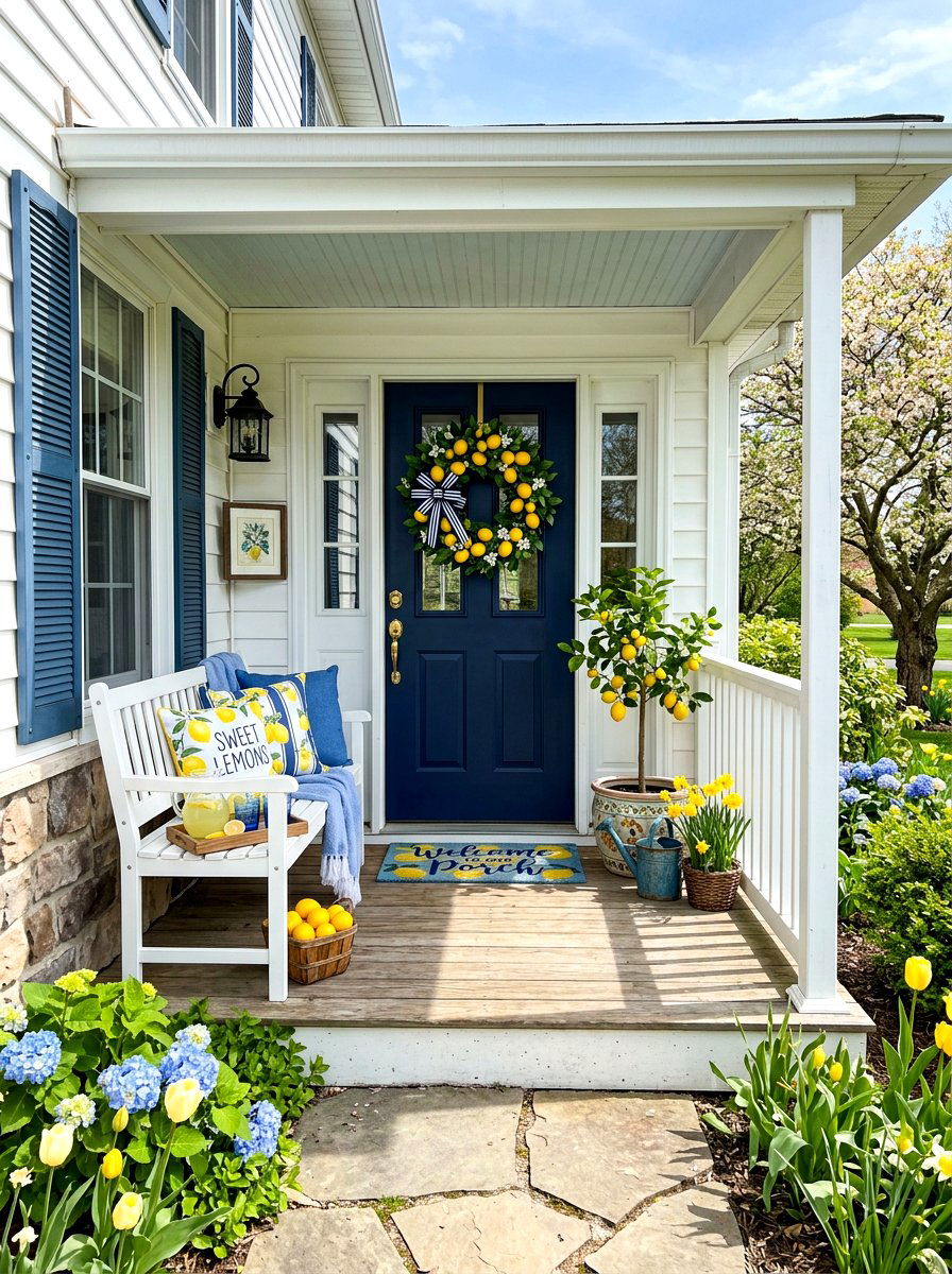 Lemon Porch Decor - 30 front porch spring refresh ideas