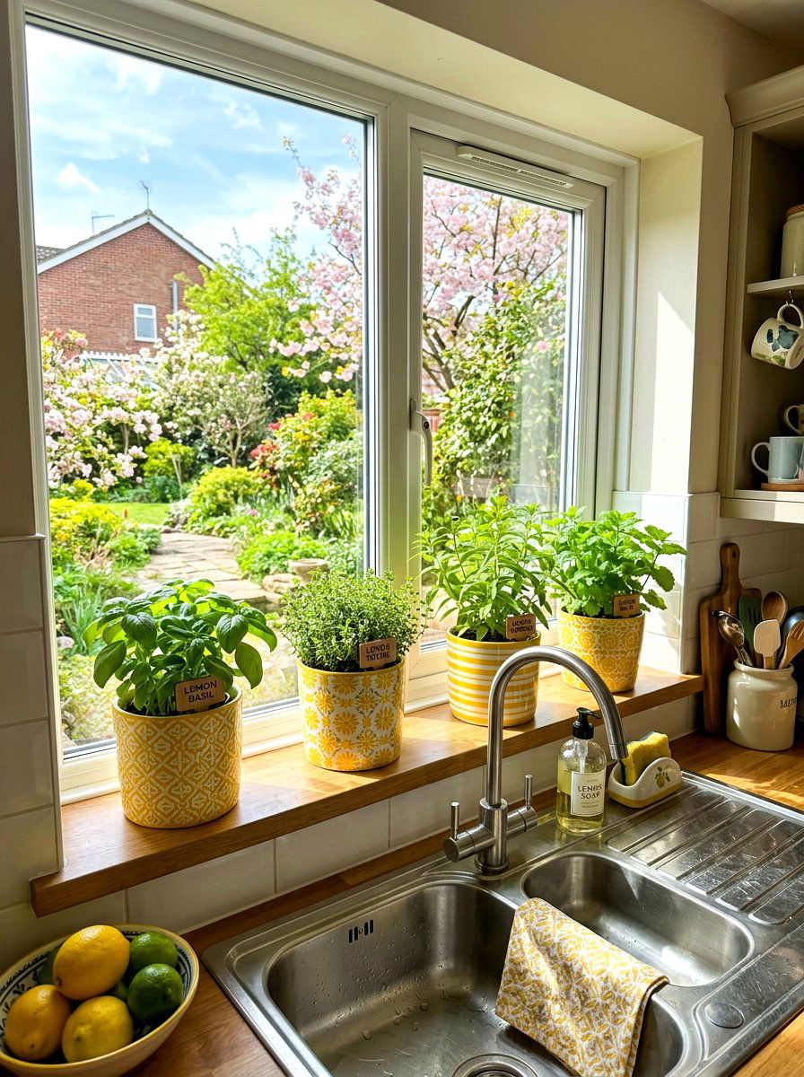 Lemon Potted Herbs - 30 lemon kitchen spring ideas