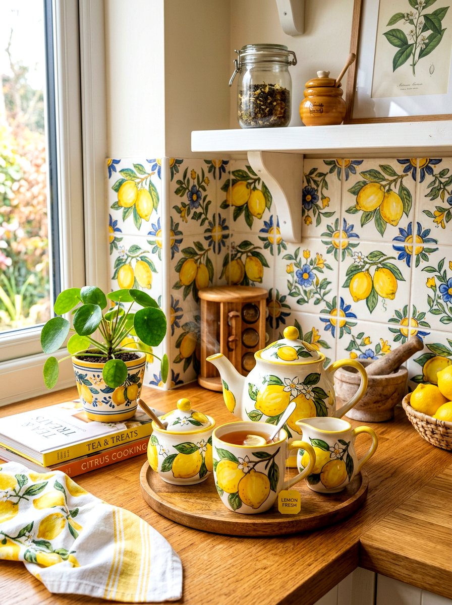 Lemon Tea Set - 30 lemon kitchen spring ideas
