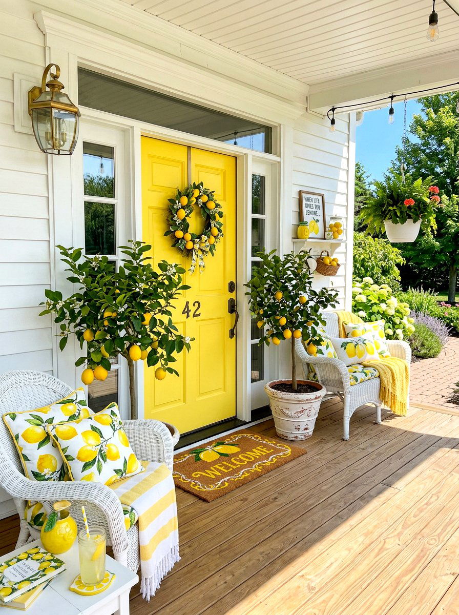 Lemon Theme Porch - 30 summer front porch ideas