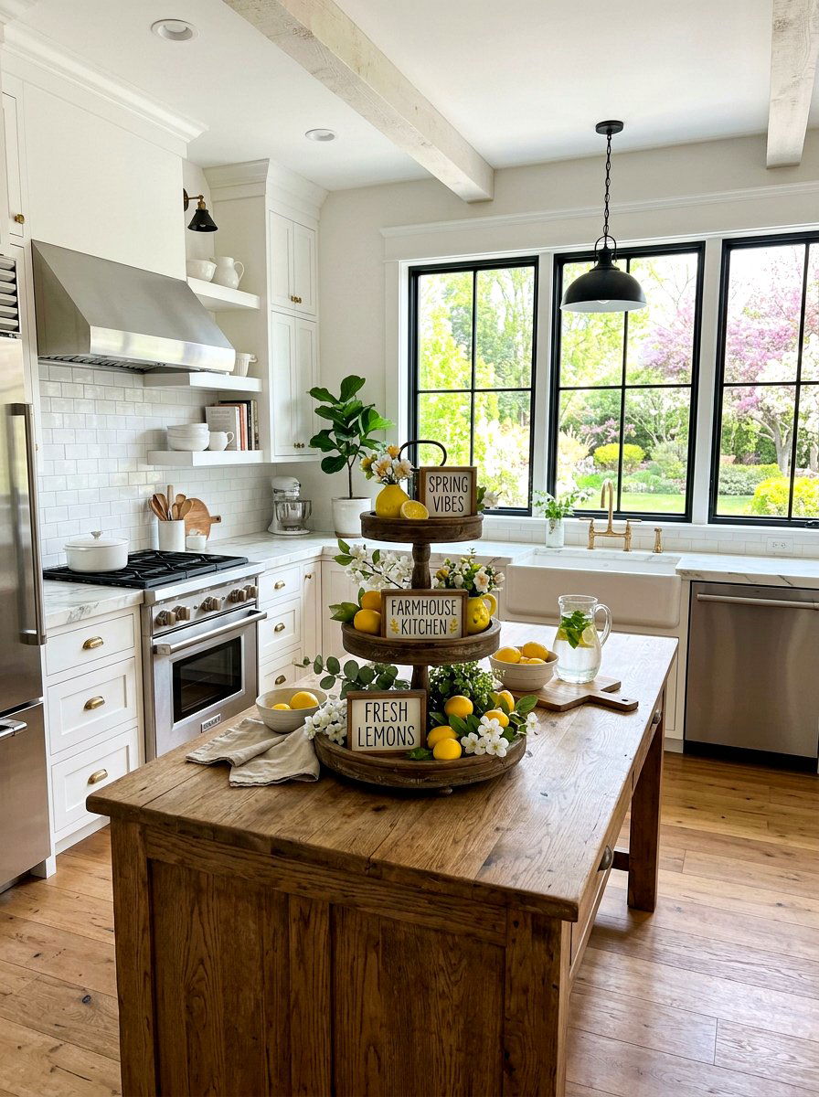 Lemon Tiered Tray - 30 lemon kitchen spring ideas