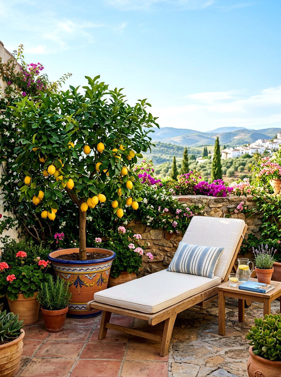 Lemon Tree Patio Garden - 30 Mediterranean patio lounge ideas