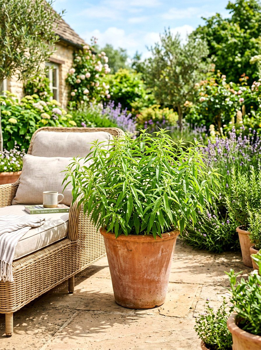 Lemon Verbena Container - 30 sensory herb garden ideas