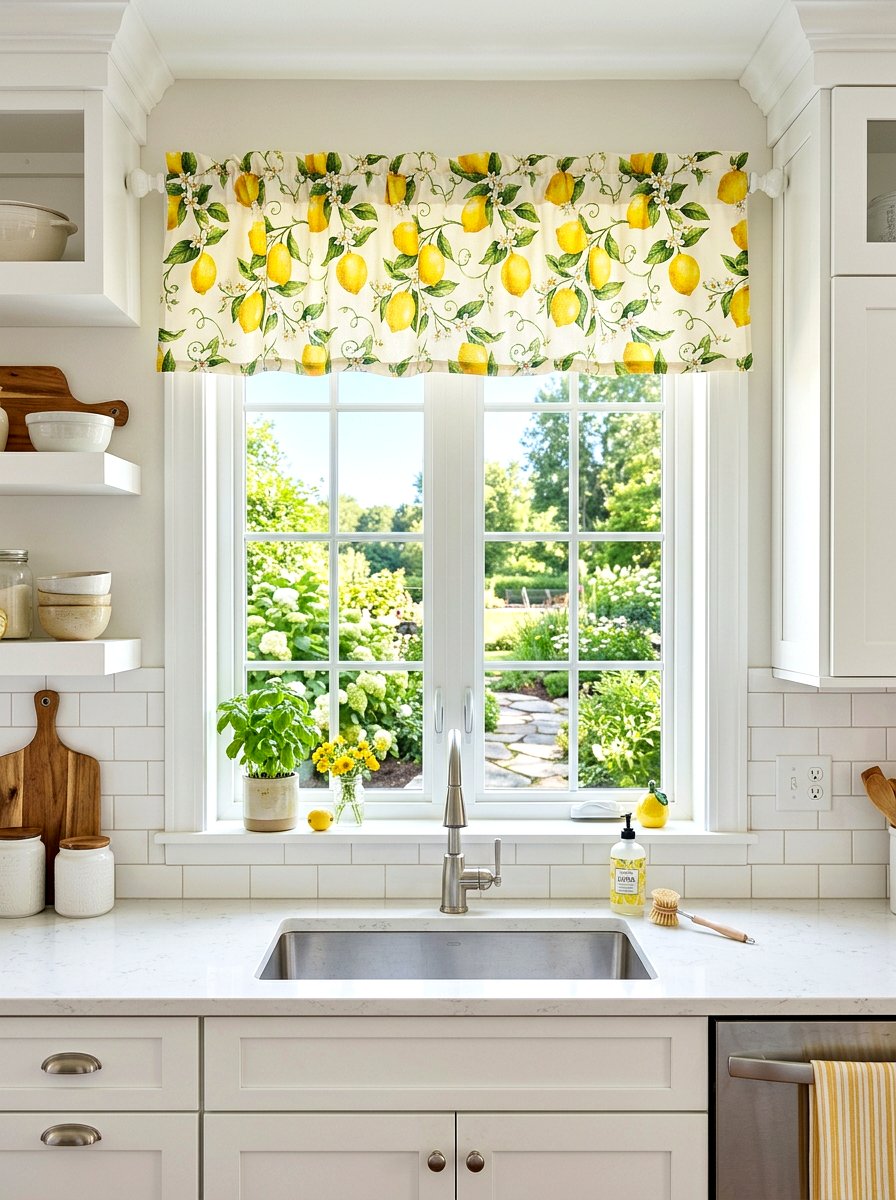 Lemon Window Valance - 30 lemon kitchen spring ideas