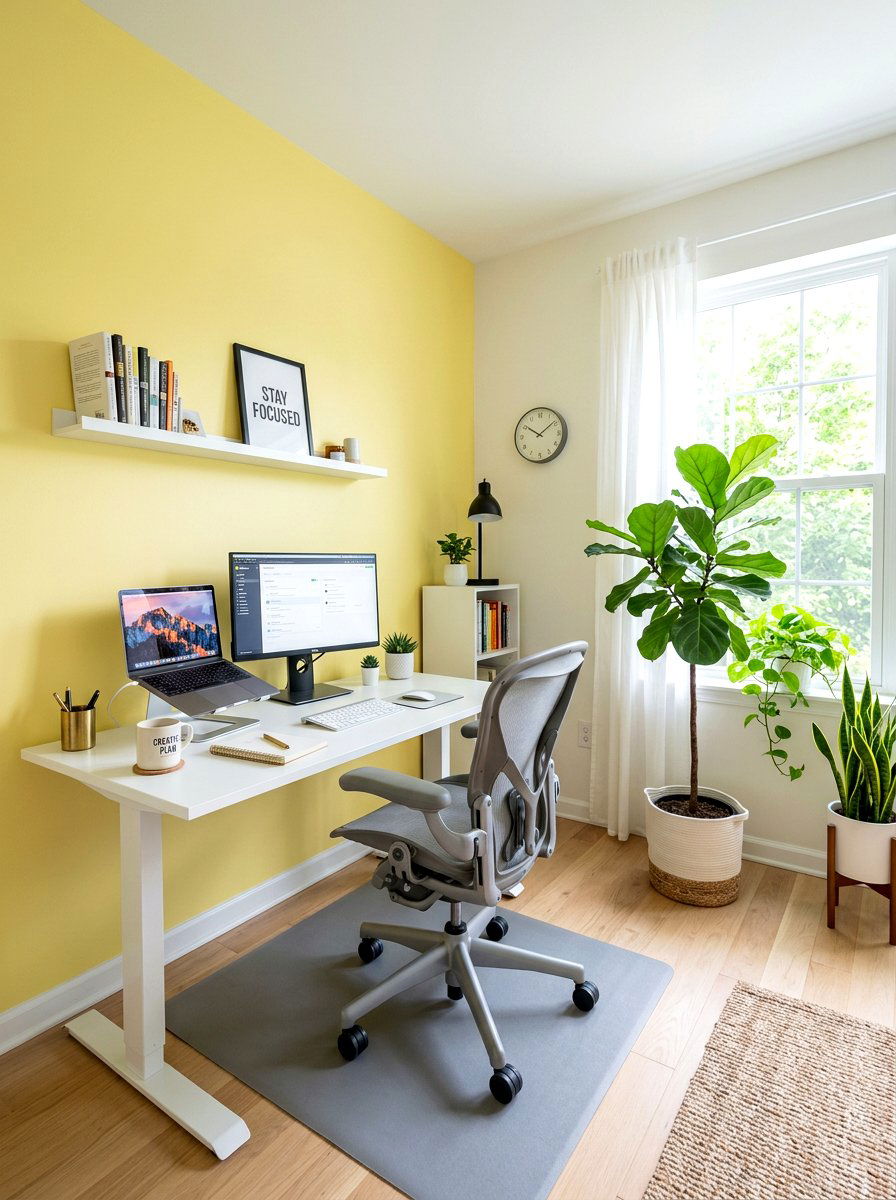 Lemon Yellow Office - 30 pastel home decor ideas