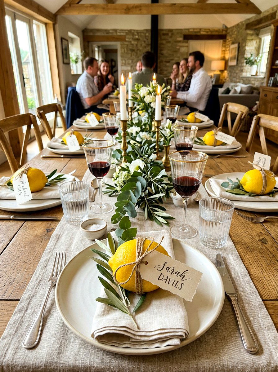 Lemon place cards for guests - 30 lemon tablescape ideas