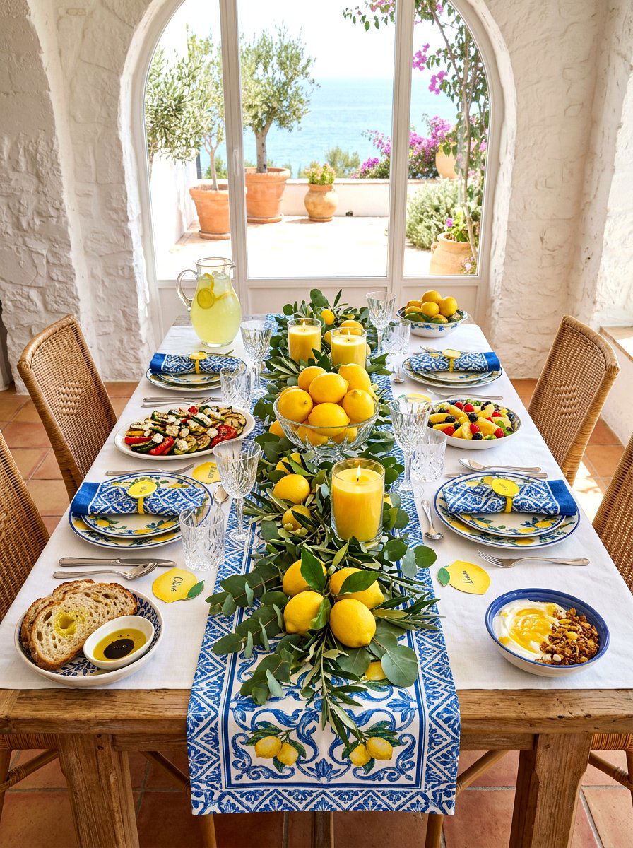 Lemon theme brunch table - 30 elegant brunch table ideas