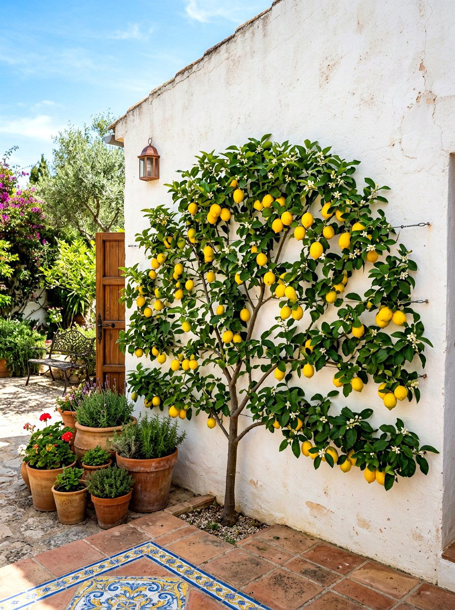 Lemon tree espalier - 30 espalier wall garden ideas