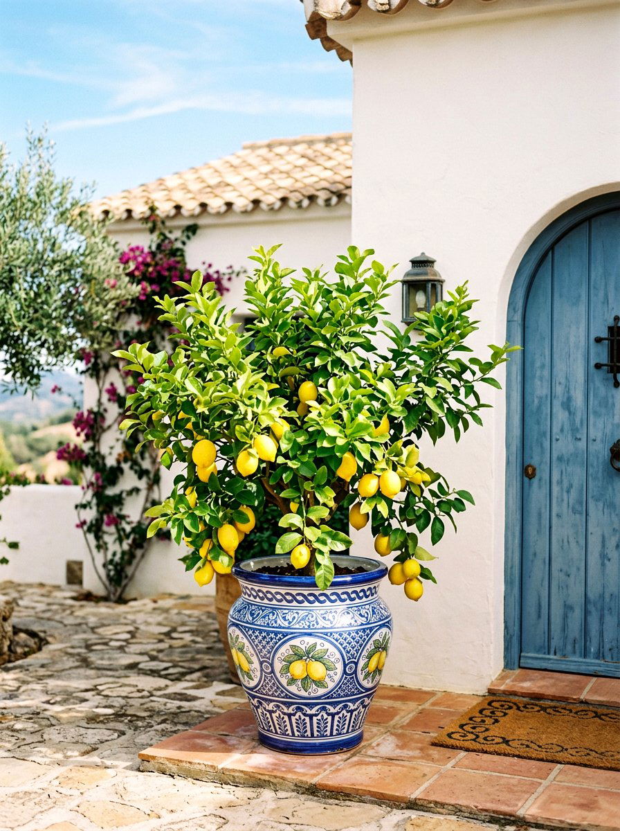 Lemon tree porch urn - 30 porch urn planter ideas