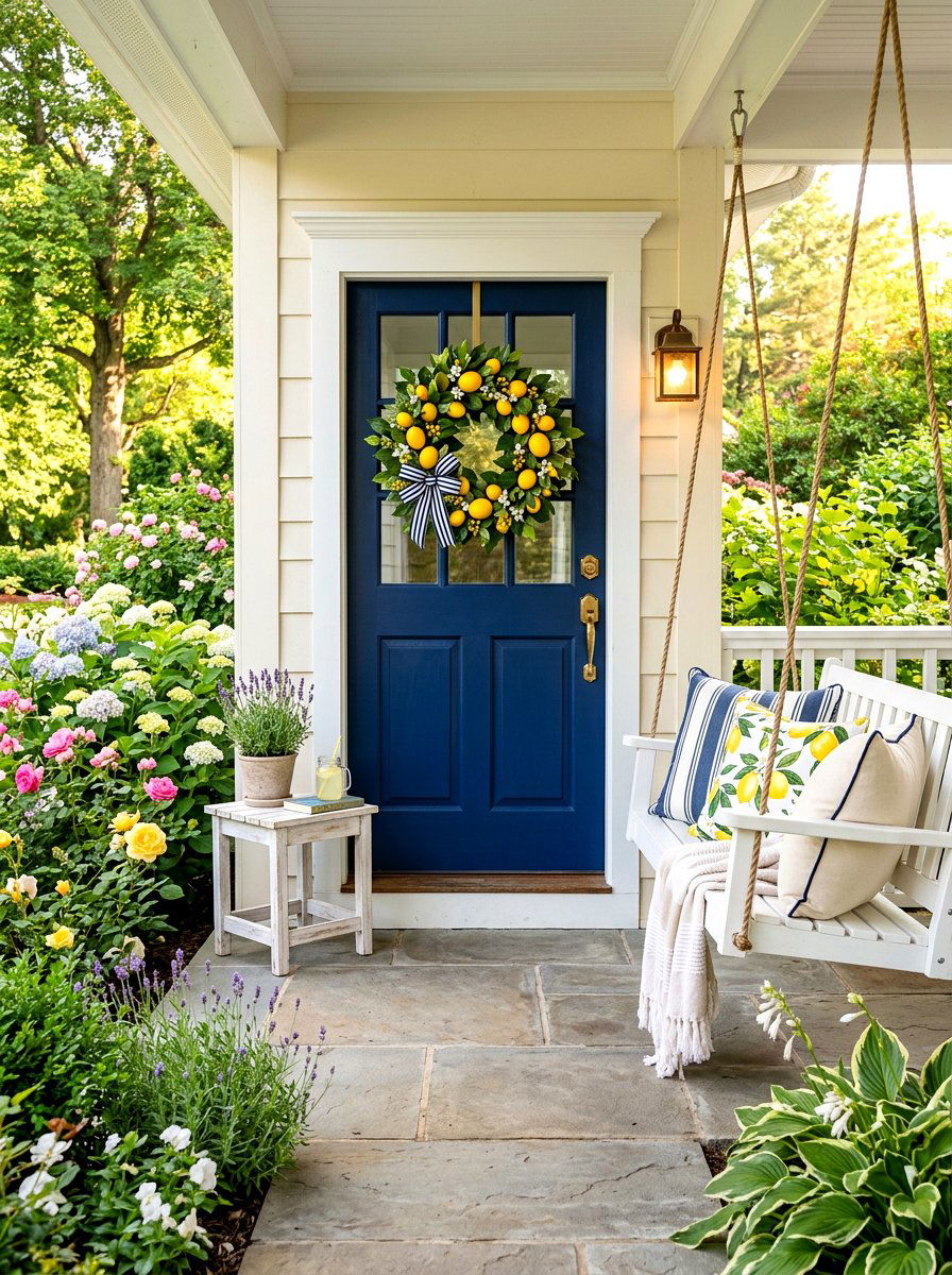 Lemon yellow wreath - 30 exterior wreath display ideas
