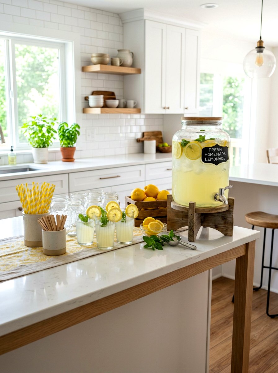 Lemonade Beverage Bar Station - 30 summer lemon kitchen ideas