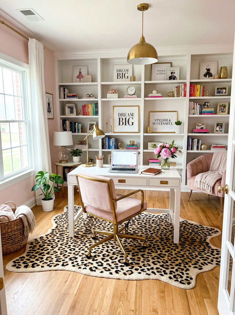 Leopard Print Accent Rug - 30 preppy home decor ideas