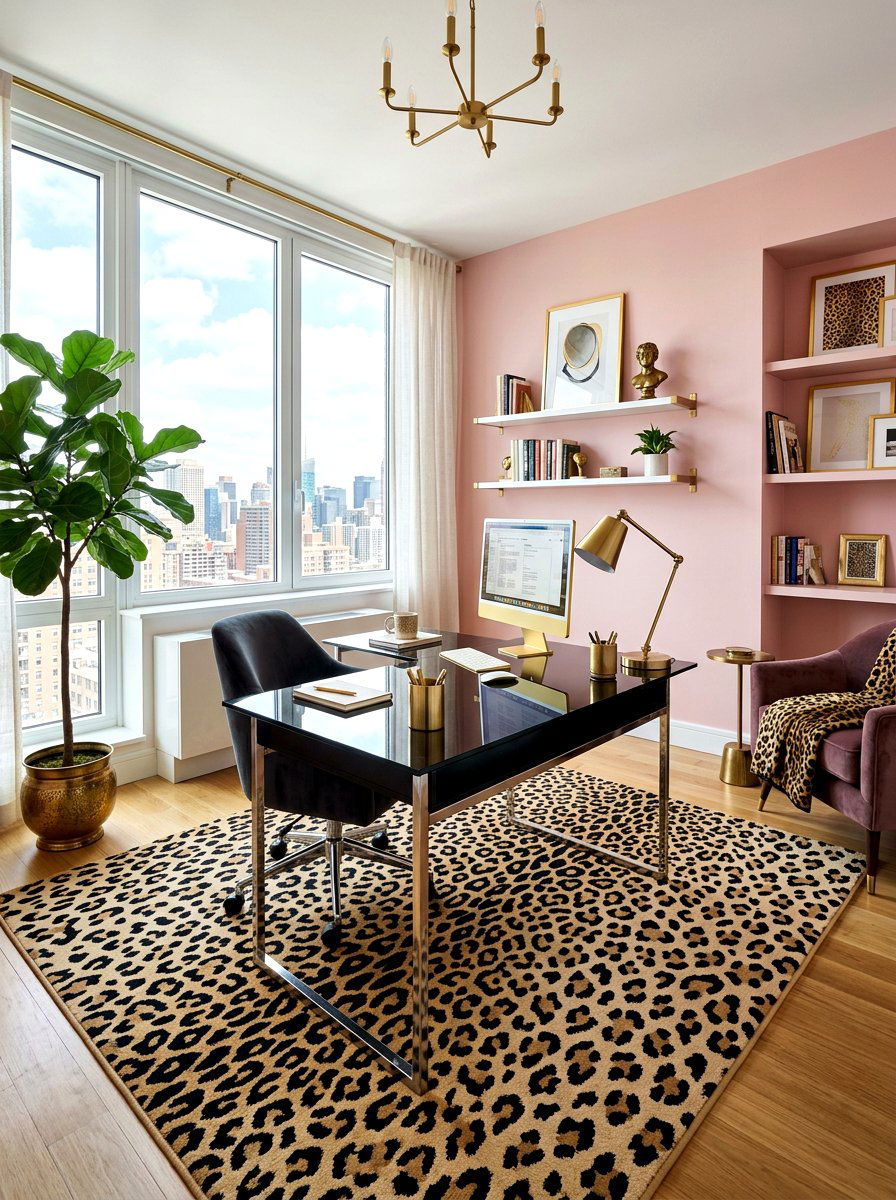Leopard Print Rug - 30 maximalist office ideas