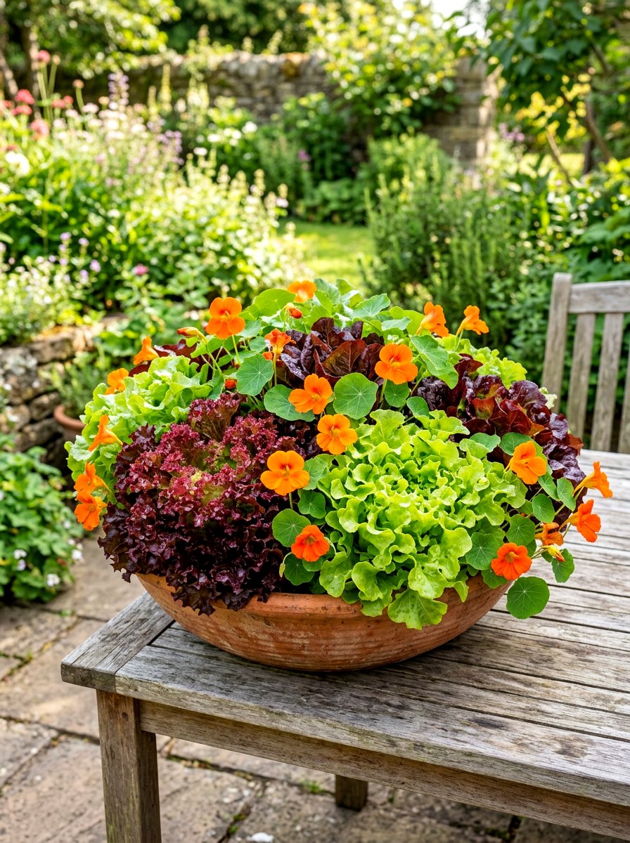 Lettuce Container Garden - 30 container plant arrangement ideas