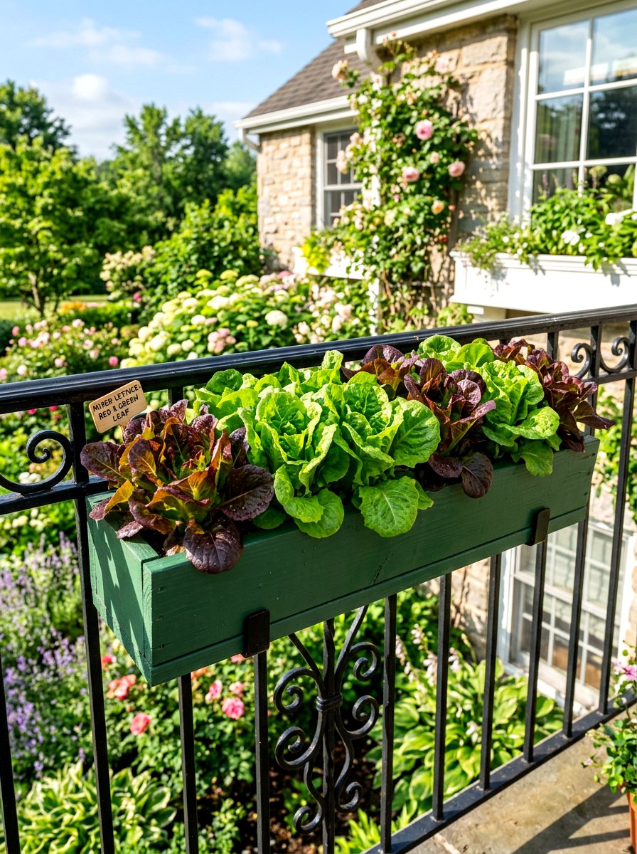 Lettuce Window Box - 30 balcony container garden ideas