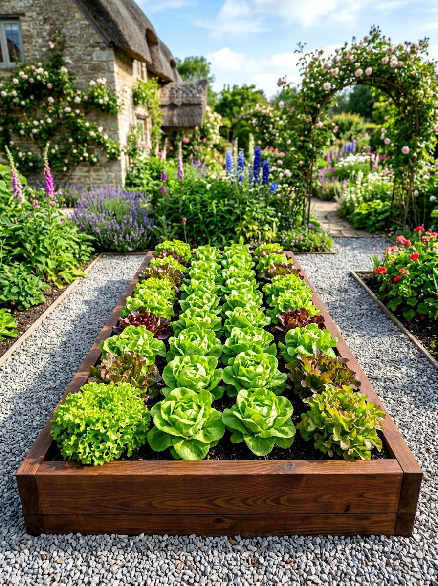 Lettuce raised bed - 30 salad garden ideas
