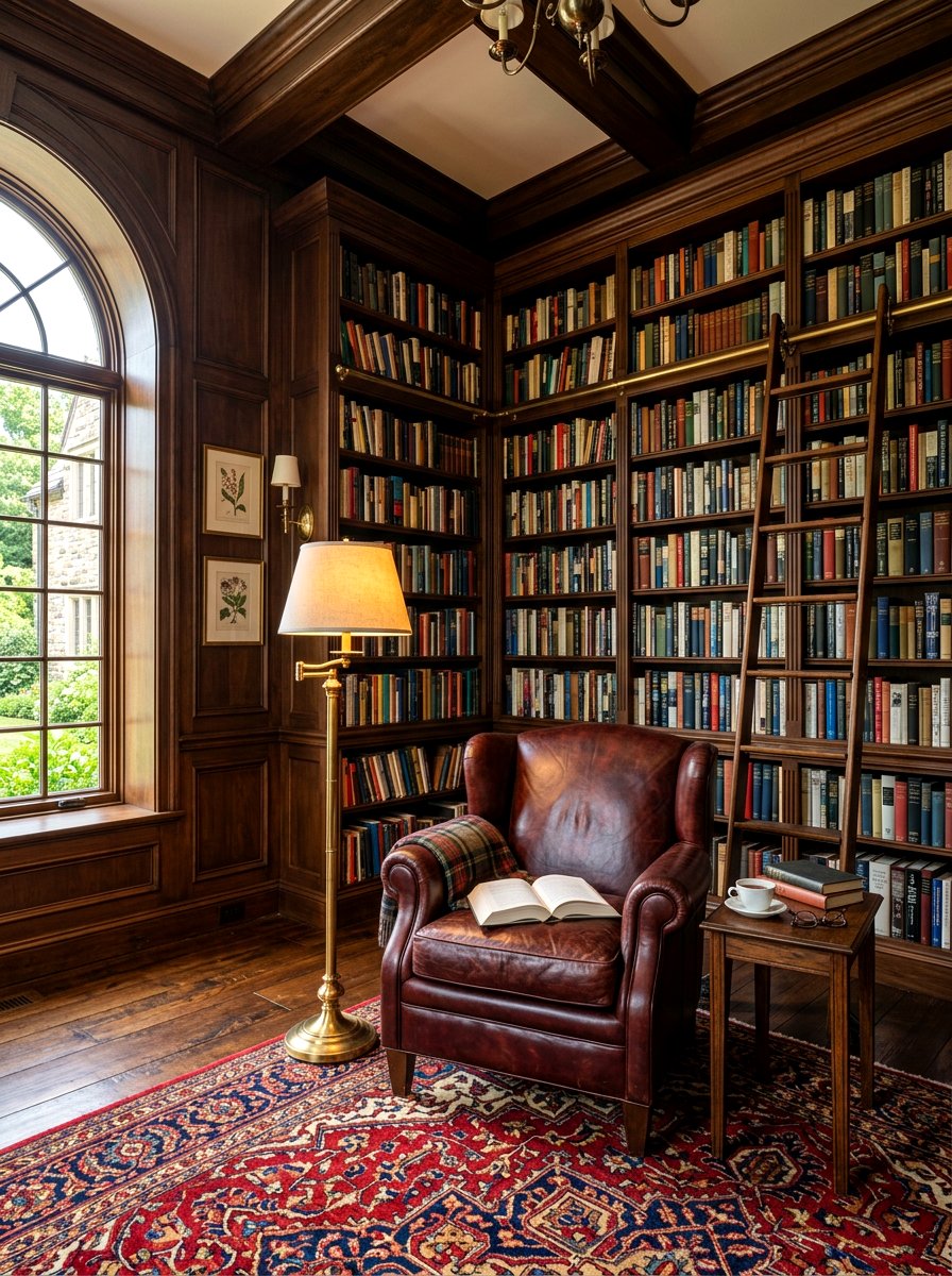 Library Inspired Lounge - 30 cozy winter lounge ideas