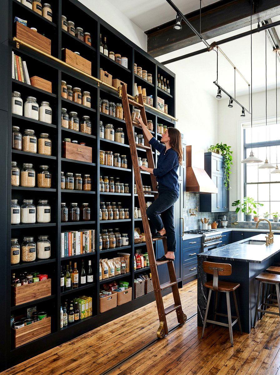 Library Ladder Kitchen Pantry - 30 pastry corner kitchen ideas
