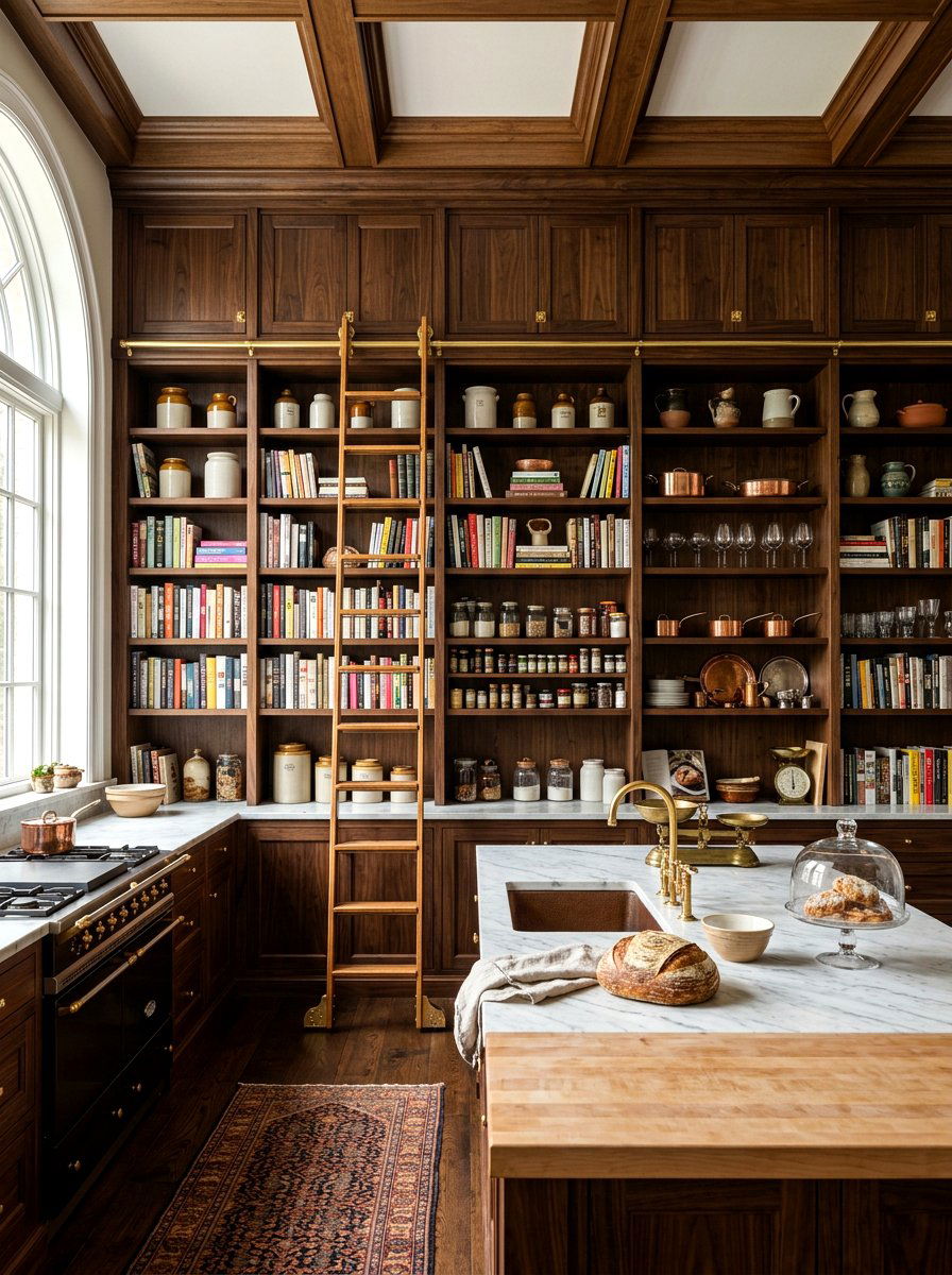 Library Ladder Kitchen - 30 bakery style kitchen ideas