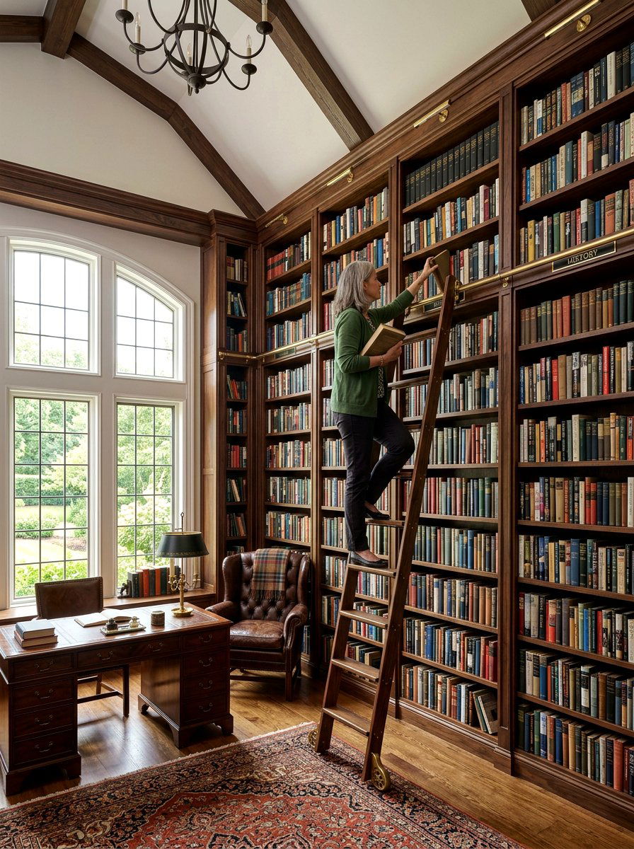 Library Ladder System - 30 author office ideas