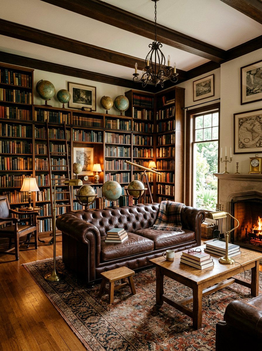 Library Living Room - 30 maximalist living room ideas