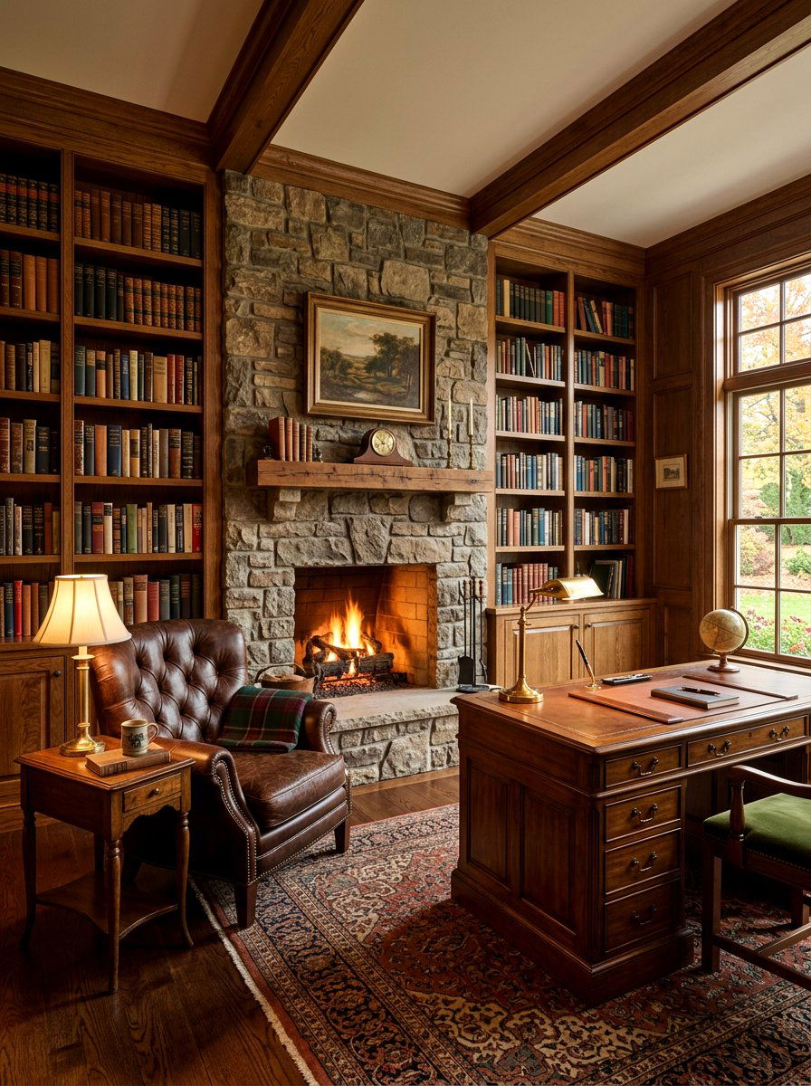Library Office With Fireplace - 30 archive room office ideas